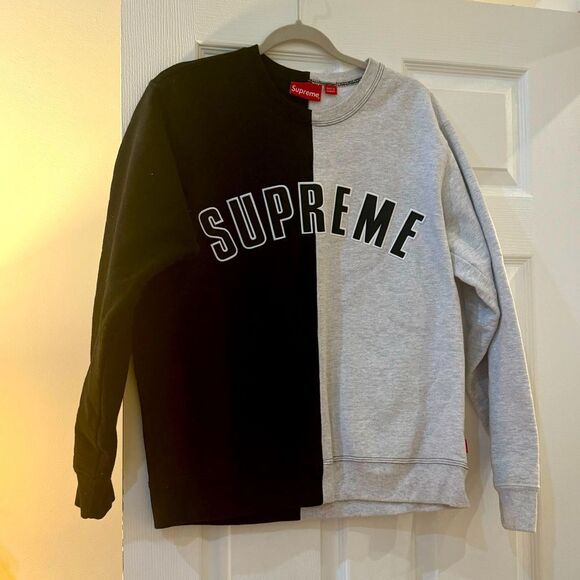 Supreme Other - Supreme Split Crewneck Sweatshirt Black / Grey, medium